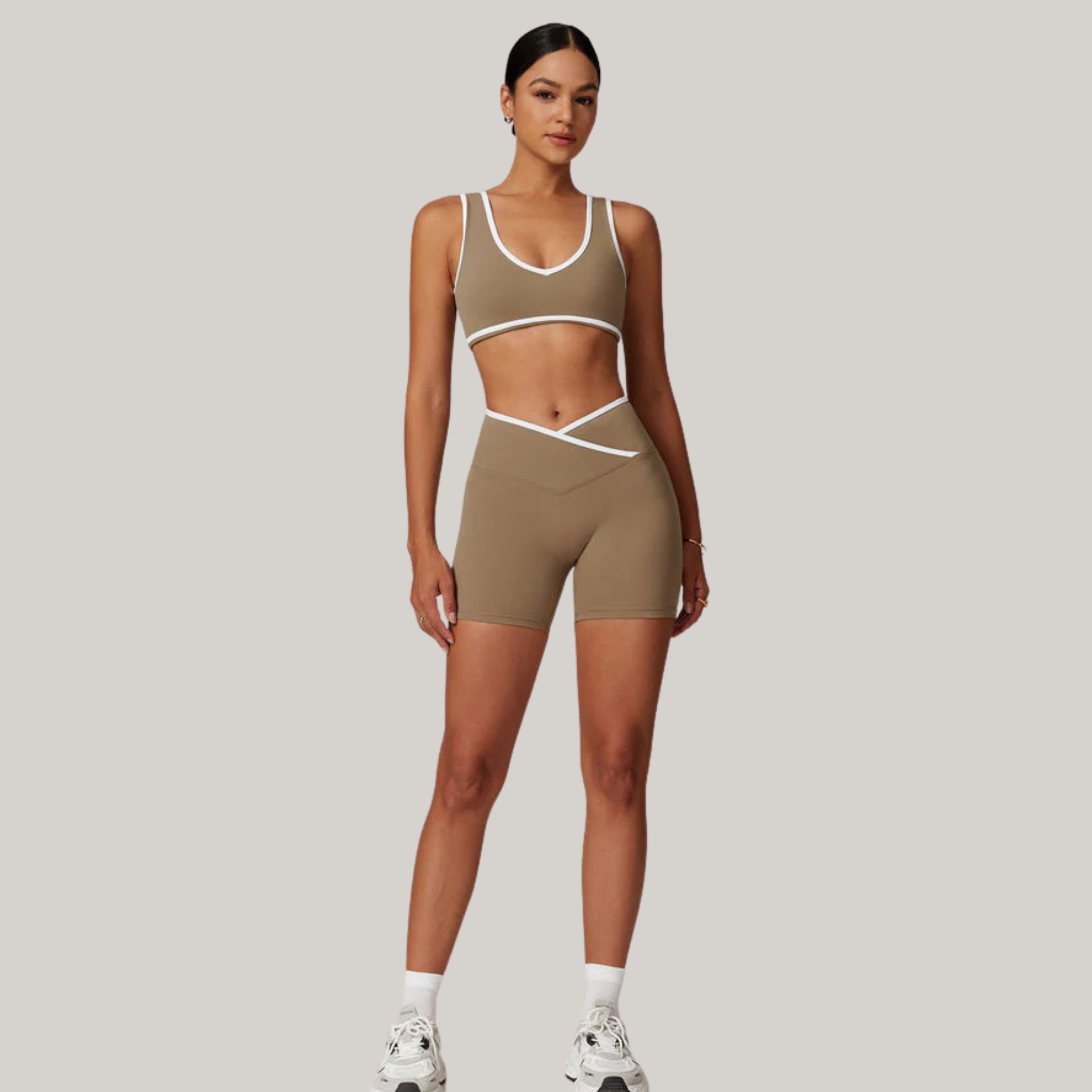 Flex Support Bra | Brown with Stripes