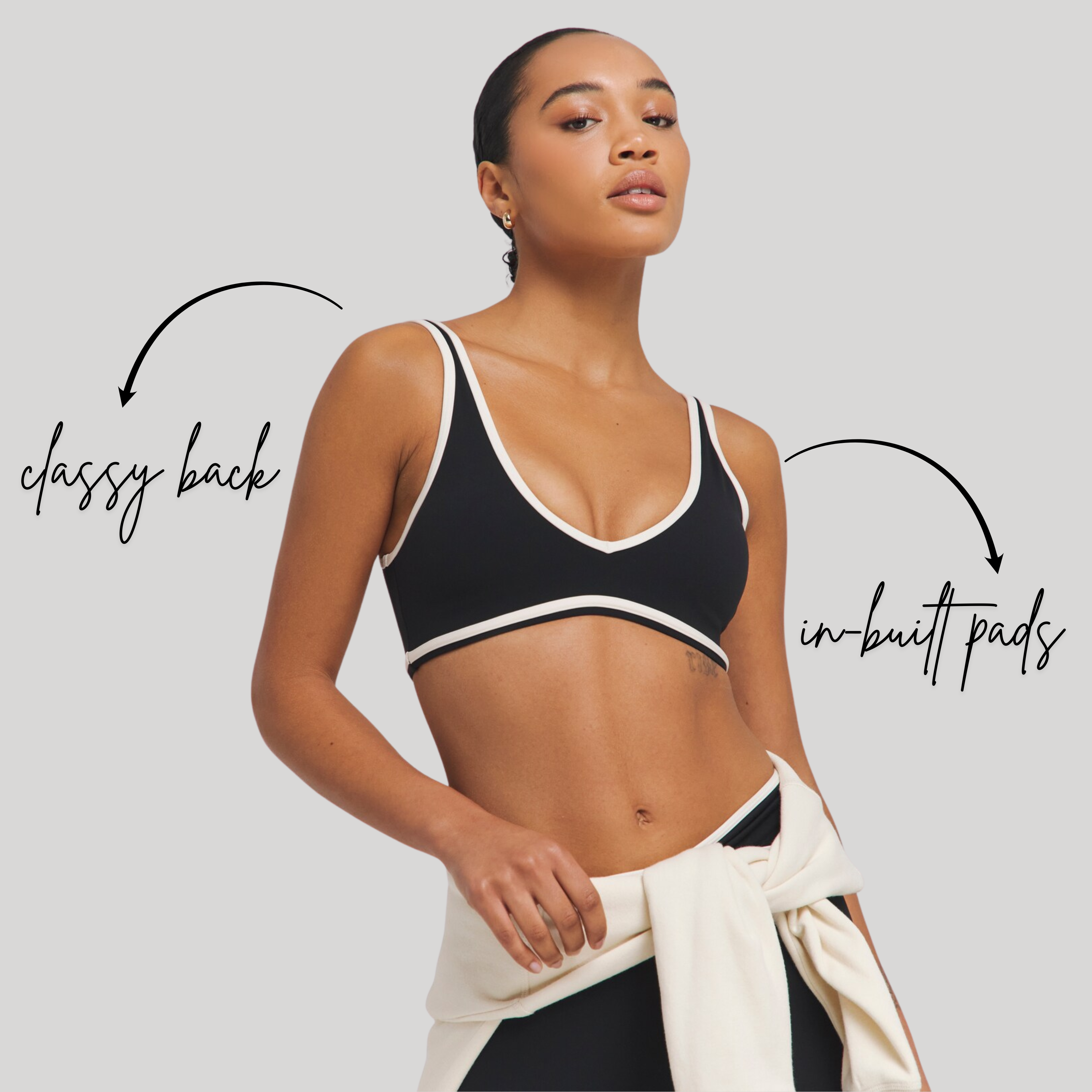 Flex Support Bra | Black with Stripes